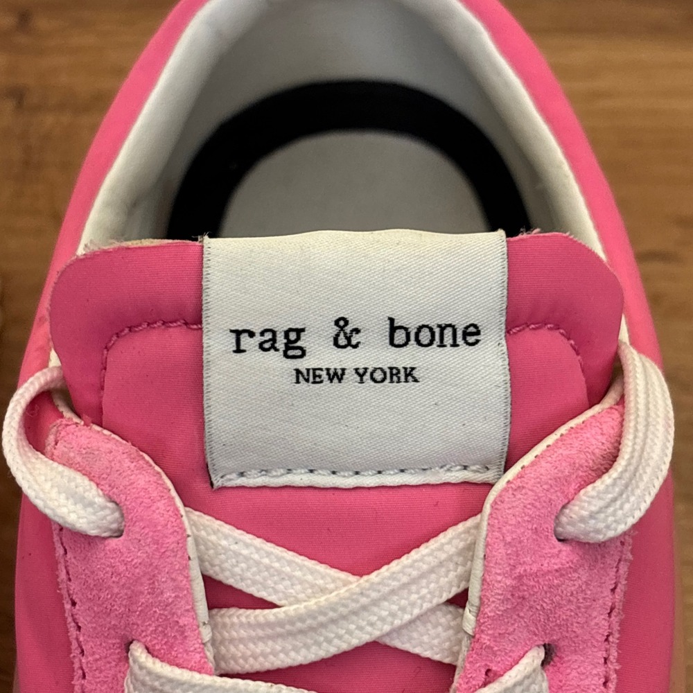 RAG & BONE Retro Runner Lace Up Low Top Sneaker Neon Pink Women Size 38.5 Sporty - Picture 2 of 12